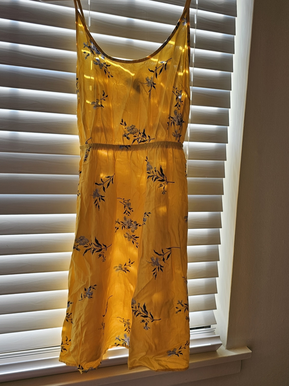 GAP Yellow Floral Mini Dress with Blue Prints